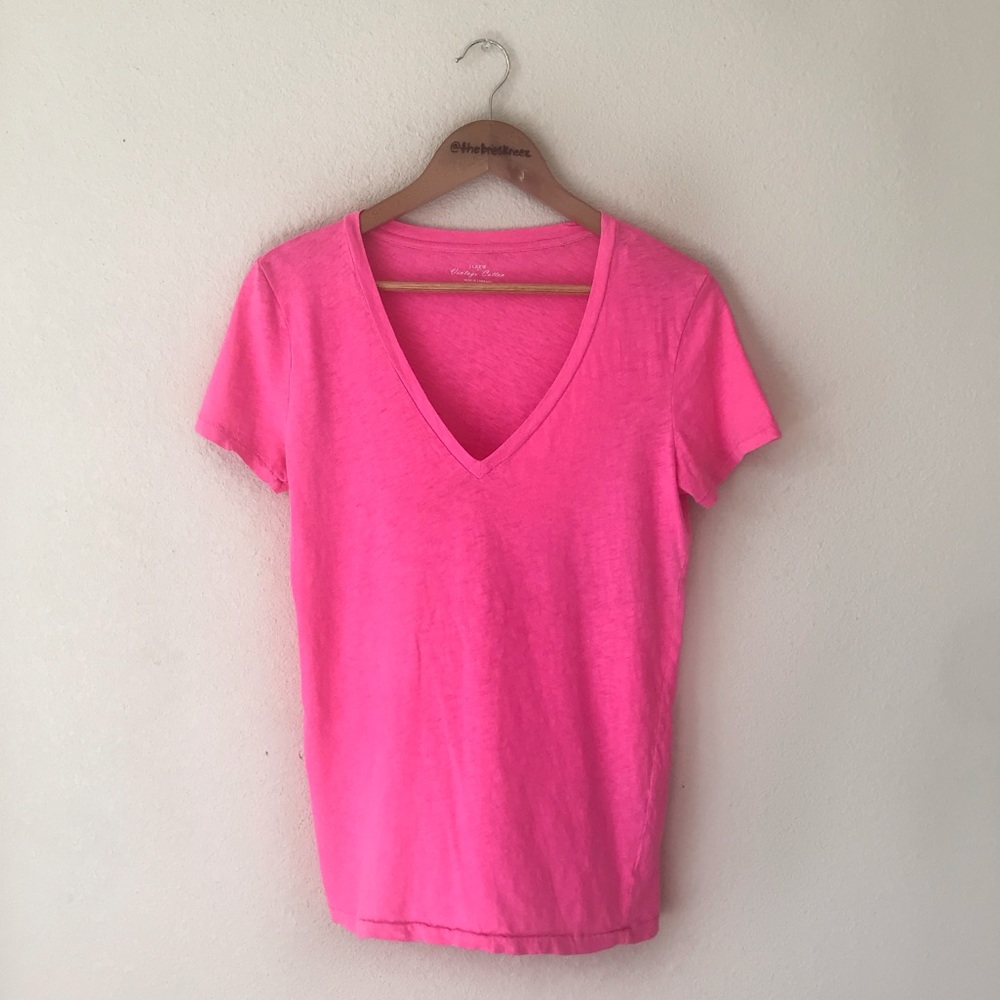 J. CREW 💖 Pink V Neck Vintage Cotton